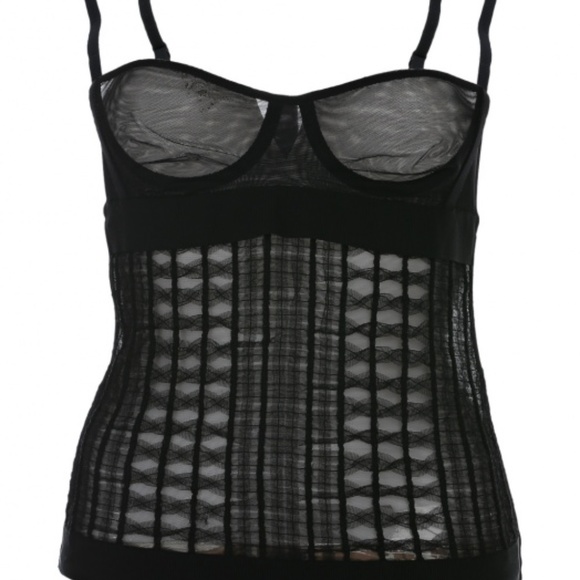 NWT La Perla sheer mesh Bodaysuit Tulle Sou Black